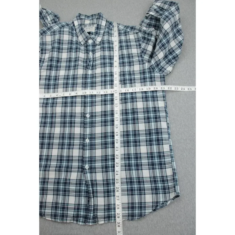 J Crew Shirt Mens Large Plaid 100% Cotton Madras‎ Long Sleeve